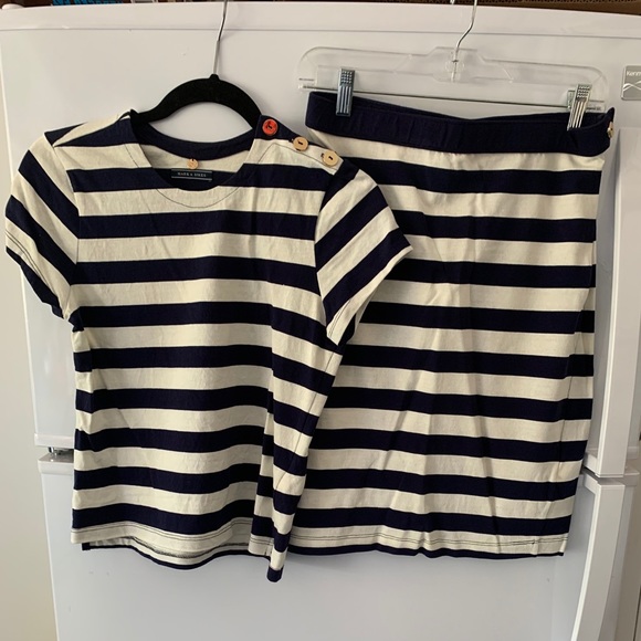 MDS Nautical Striped Skirt and Top - Picture 1 of 4